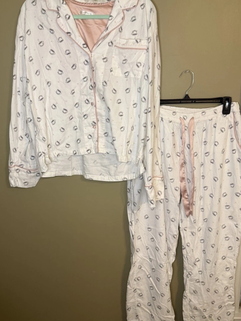 Z Supply Sleep All Day Coffee PJ Set Vanilla Ice Women’s L